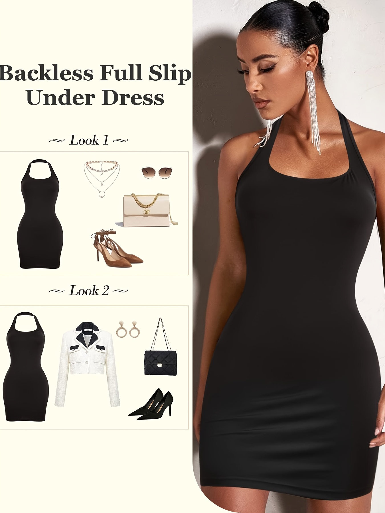 Seamless Shaping Slip Dress, Deep V Backless Slimming Body Shaper, Women's  Underwear & Shapewear