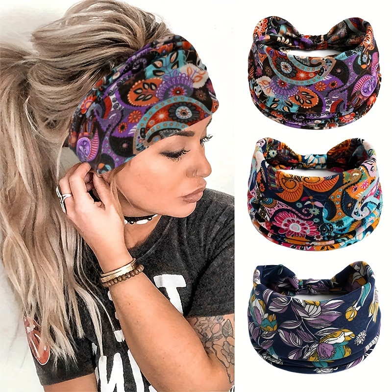 Bohemian Style Headbands Women Non Slip Turban Head Band - Temu