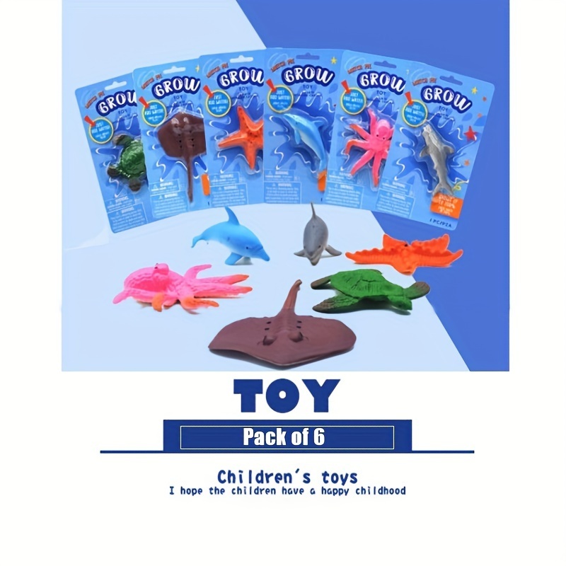 6 Packs Of Novelty Expansion Toys Simulate Sea Animals Sharks Dolphins ...