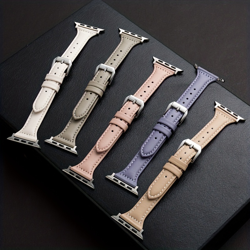 Snap Pu Leather Watchband Compatible With Iwatch Series, Stitch