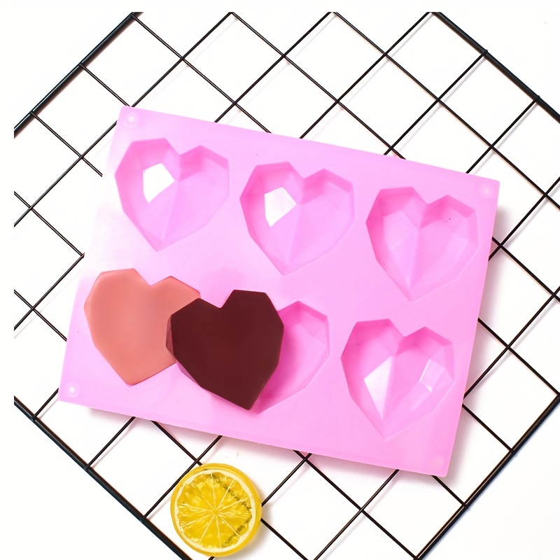 15 Cavity Diamond Heart Silicone Chocolate Mold Diy Cake - Temu