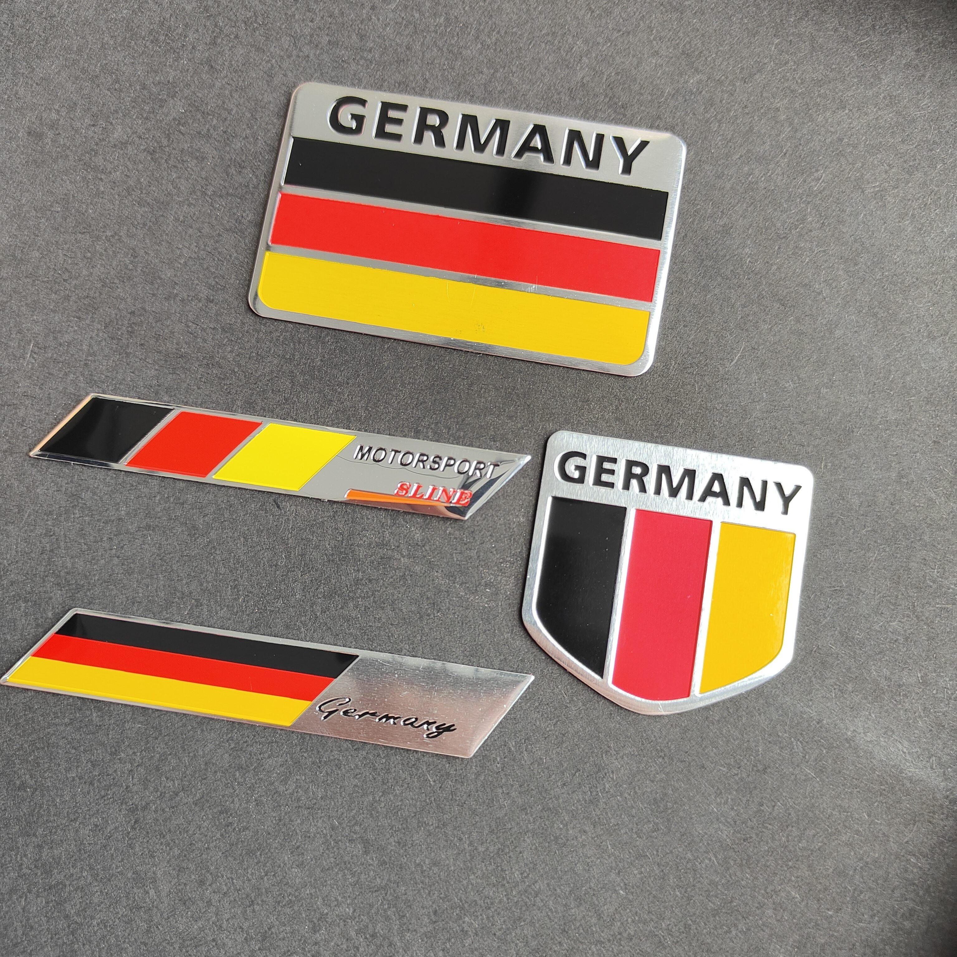 5 Stück/Set Deutsche Nationalflagge, Deutsche Karte, Aluminiumlegierung,  Autoaufkleber, Modifizierte Autoschilder, Typenschild, Autoaufkleber
