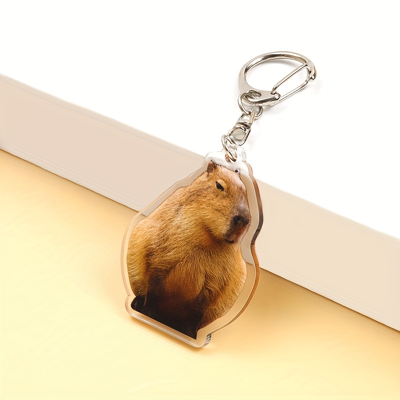 OKEYCH Capybara Lover Gift Respect The Capybara Keychain Capybara Fan  Jewelry Rodent Animal Lover Gift