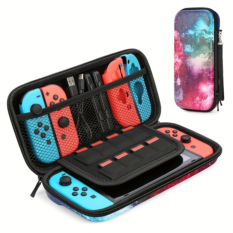protective hard portable travel carry case shell pouch with pockets compatible with nintendo switch oled details 2