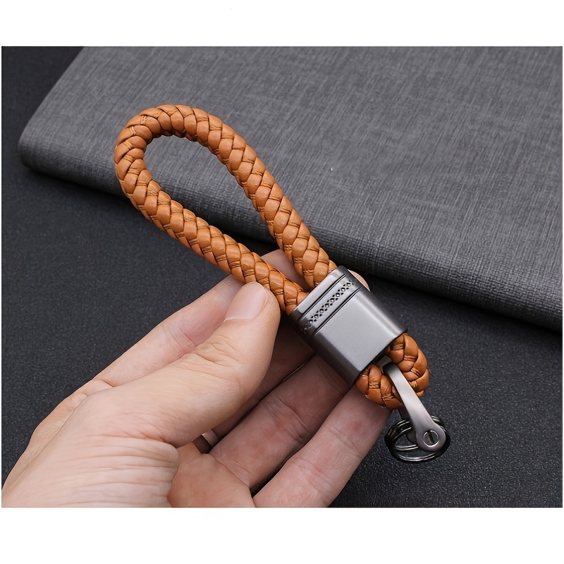 Leather Rope Keychain Hand Woven Horseshoe Buckle Key Ring - Temu