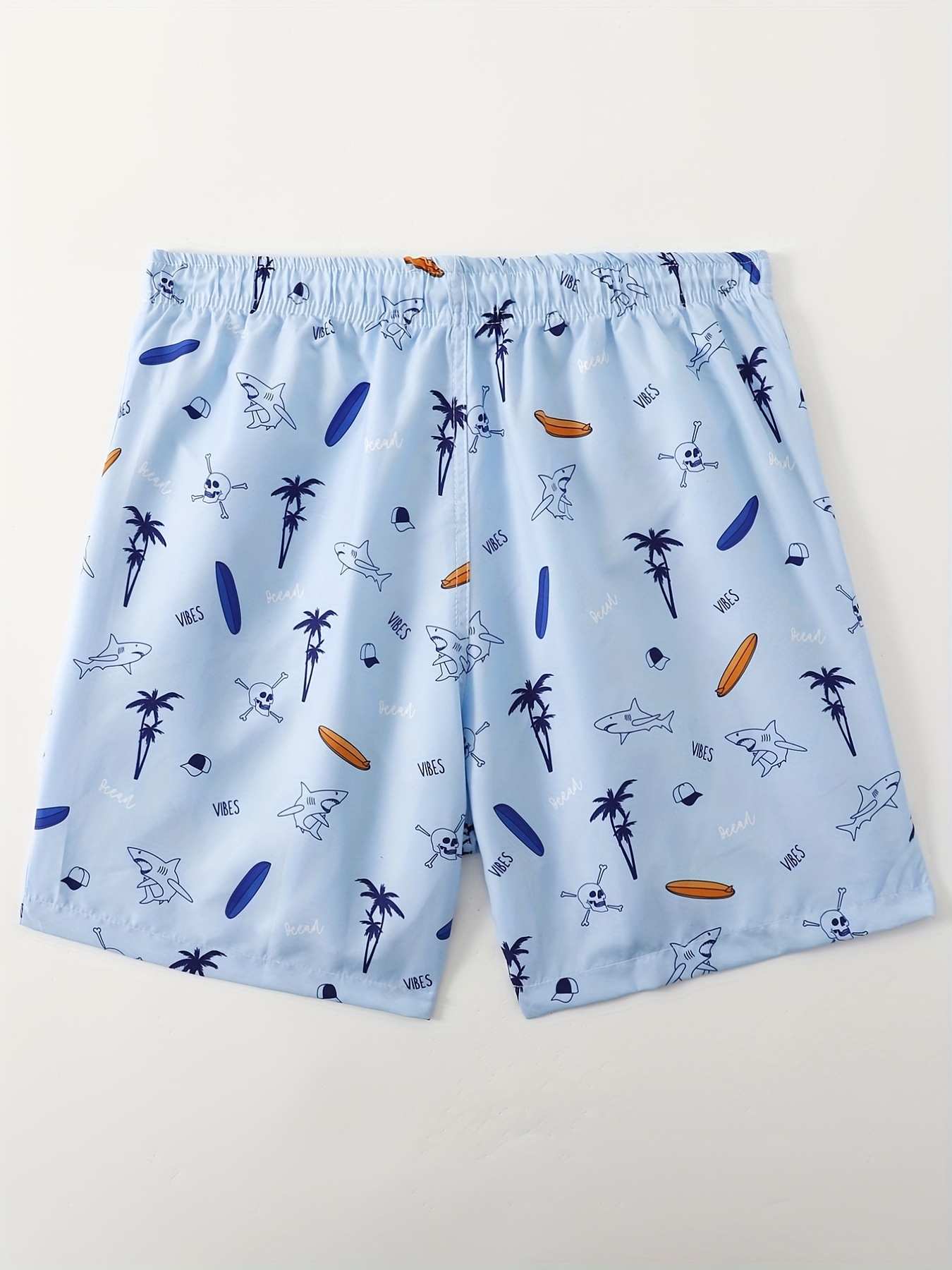 Quick Dry Swim Trunks, Blue Sharks Men's Swimwear