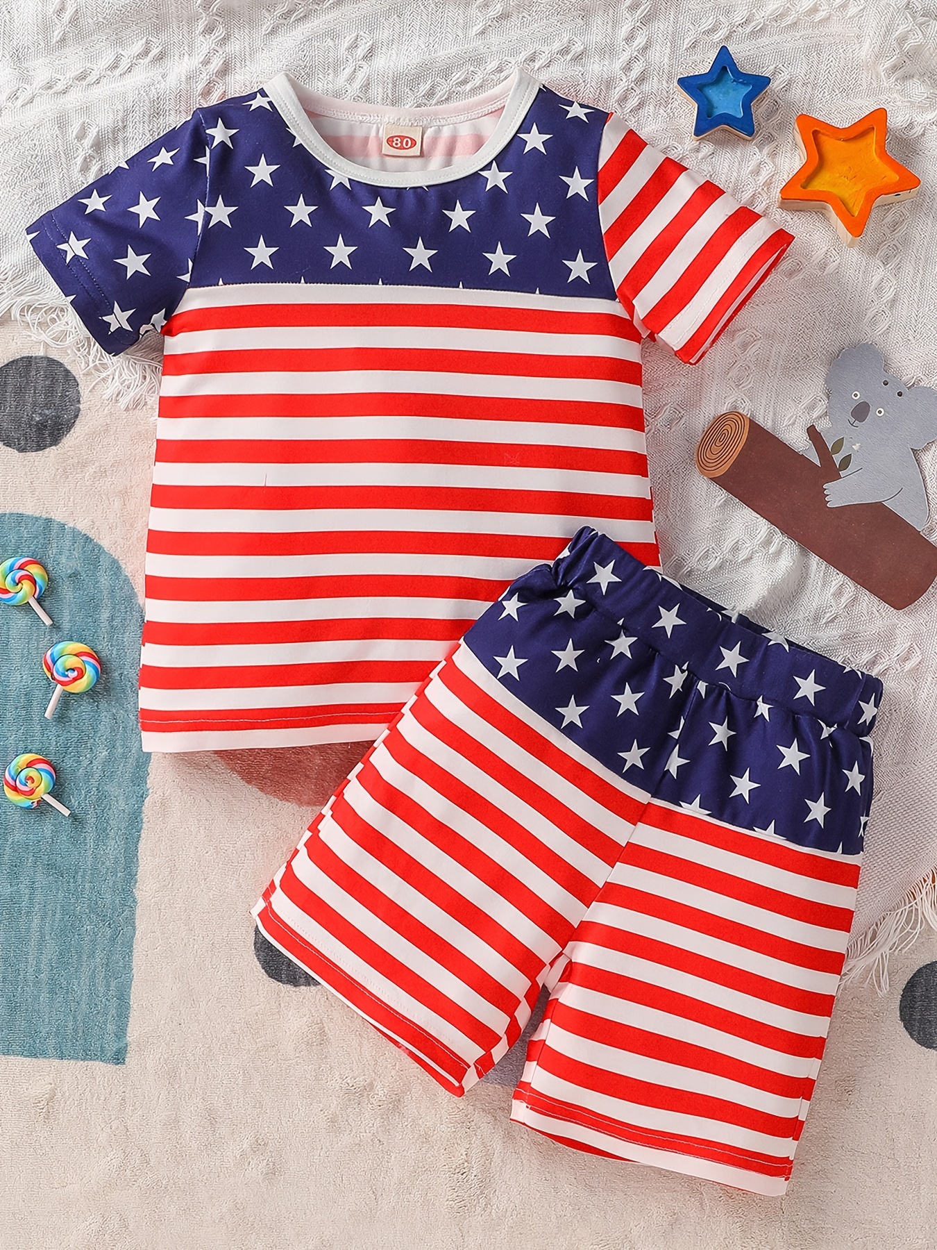 2pcs Infant Boy Striped Star T-shirt Shorts Set - Shop & Save on Our Store