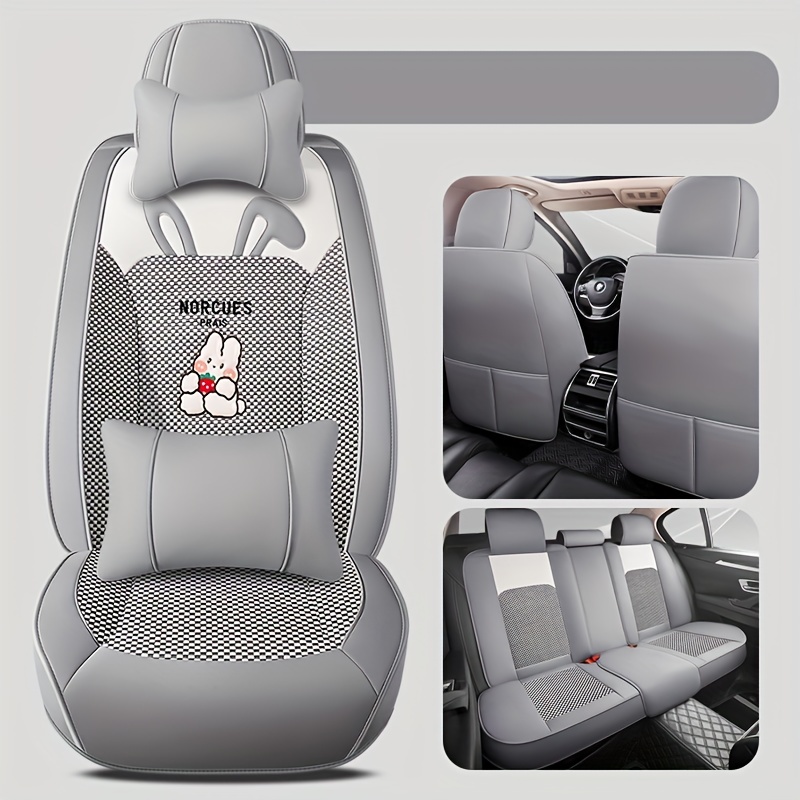 Car Seat Covers,Ice Silk Universal Car Seat Covers,Black Leather