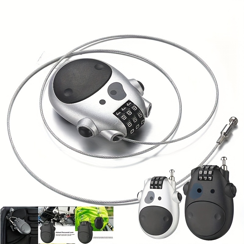 Candado y cable para casco de motocicleta, cerradura de bicicleta  resistente antirrobo, combinación de 3 dígitos, cable retráctil de  seguridad