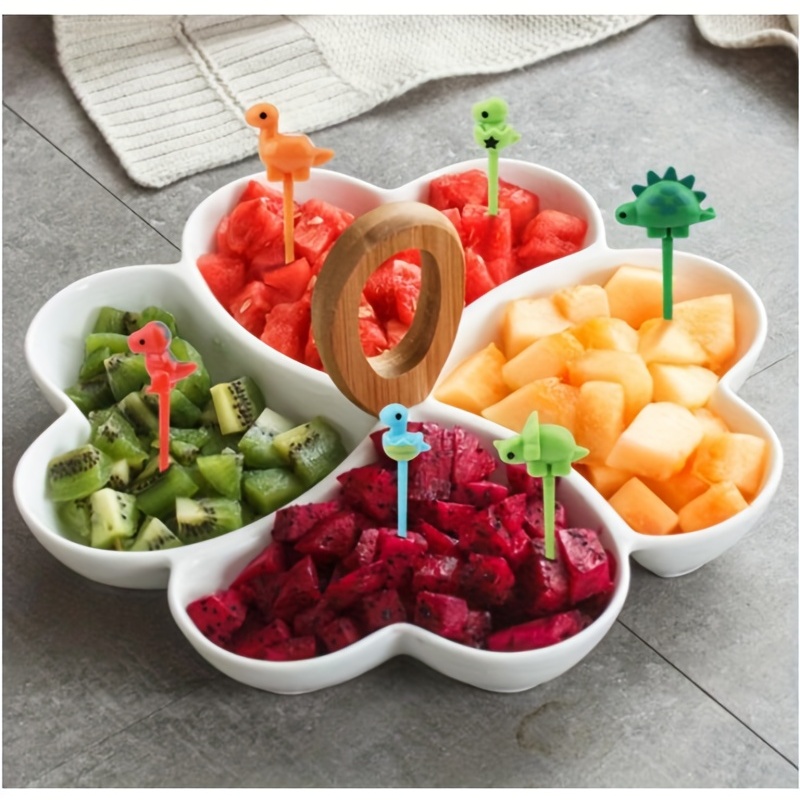 Dinosaur Food Pick Selection Of Cartoon Animal Fruits Mini Bento