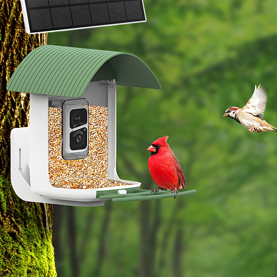 Mangeoire à Oiseaux Solaire avec Caméra Capture Automatique Extérieure  1080P Nichoir Vidéo AI-Smart Identifier Les Espèces d'oiseaux Notification  de
