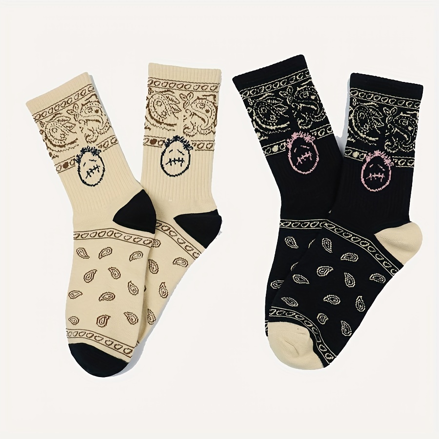 1pair of monogram pattern socks for stylish and versatile everyday