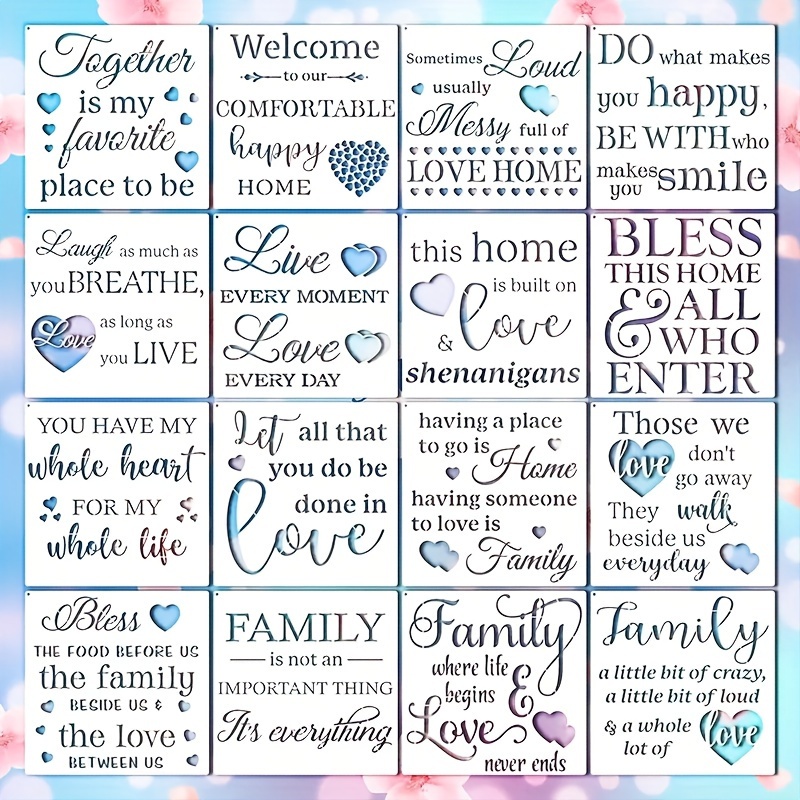 Stencils for Painting on Wood Reusable - 6 Inspirational Word Stencils for  Wood Signs, Canvas and More -Farmhouse Stencil Set Includes Large Stencils