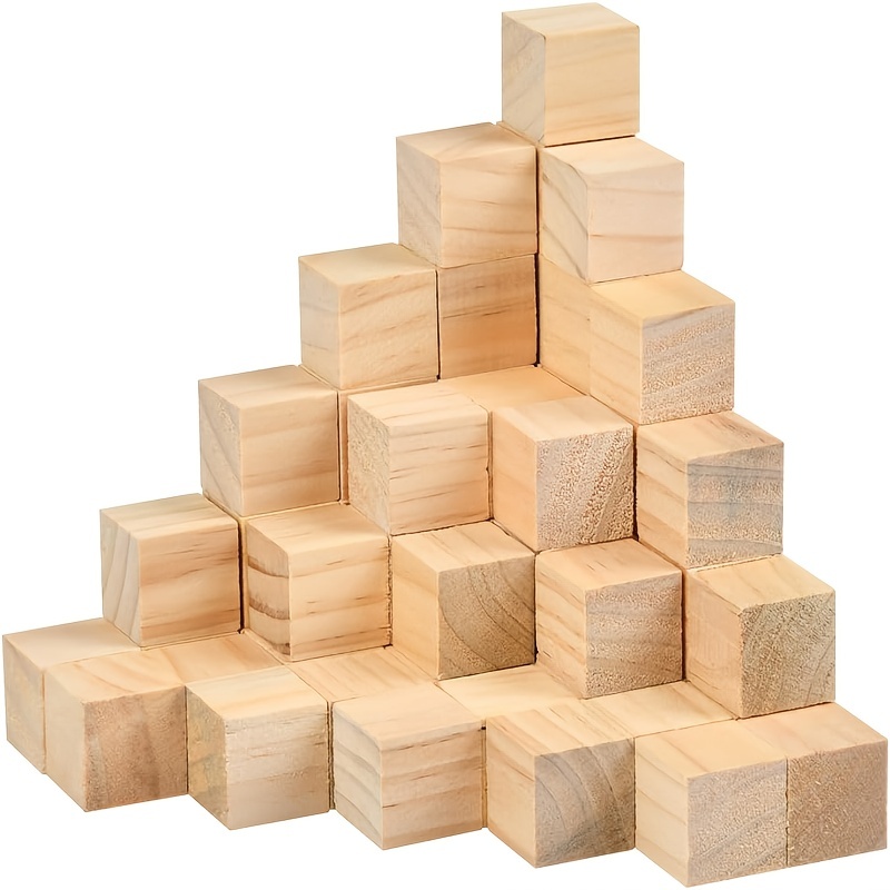 Supla 20 cubos de madera de 2 pulgadas, bloques de madera sin terminar para  manualidades de madera, cubos de madera, bloques de madera, ideales para