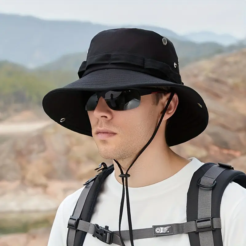 Solid Color Sun Hats For Men Outdoor Fishing Wide Brim - Temu