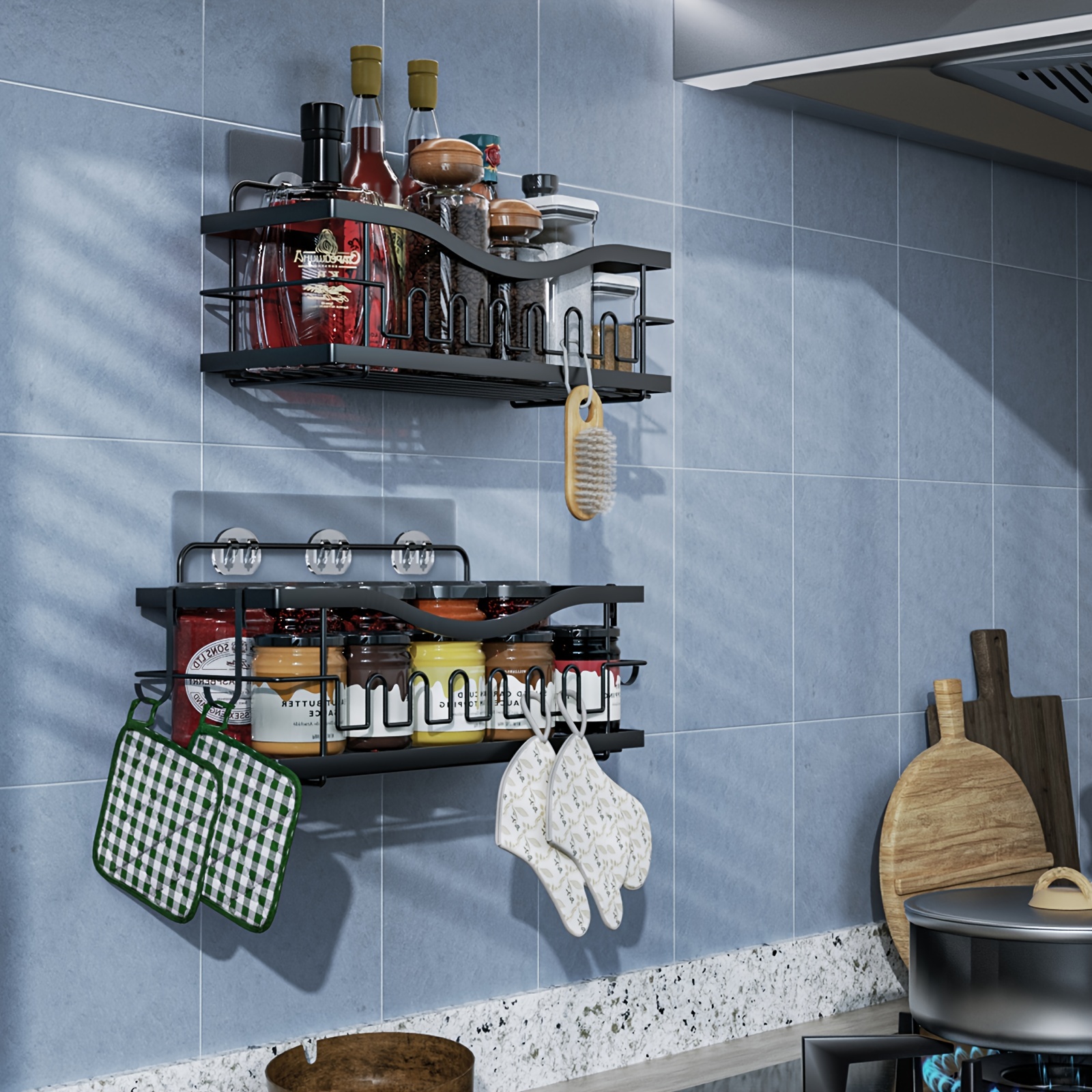 Rustproof Bathroom Tools Towel Organizer Shelf Key Hooks Kitchen Organizer  Closet Storage Rack