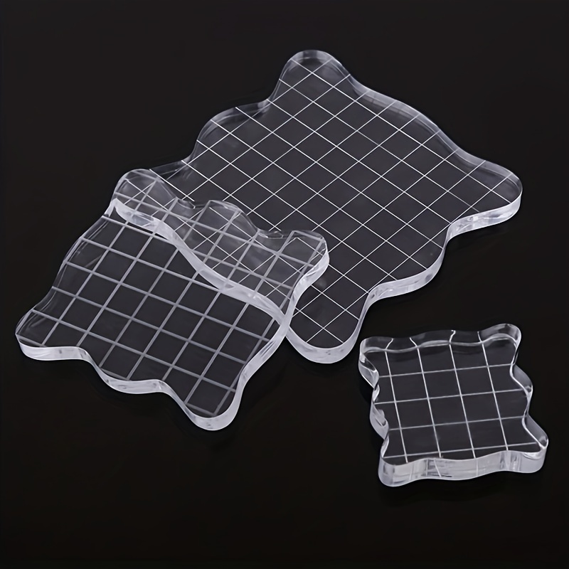 6pcs Stamp Blocks Clear Acrylic Stamping Blocks Tool Set With Grid Line For  DIY Crafts Scrapbooking Card Making Decorations Stamping Projects