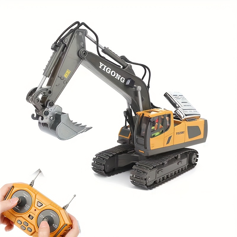 2.4Ghz 11 Channel Remote Control Excavator Toy, 9 Channels RC Construction  Bulldozer Dump Truck Alloy Vehicles Toys With Light And Sound, Birthday Chr
