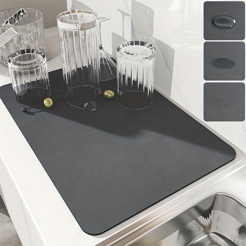 Solid Color Kitchen Countertop Mat, Natural Rubber & Silicone Diatom Mud  Coaster, Suitable For Table, Coffee Maker, Drainage Mat, Household Use,  30*40cm