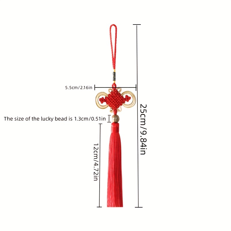 Noeud chinois Filfeel, décorations du nouvel an, 6 pièces noeud chinois  rouge bricolage Fu gland noeud pendentif jardin cour suspendu décoration  cadeau 