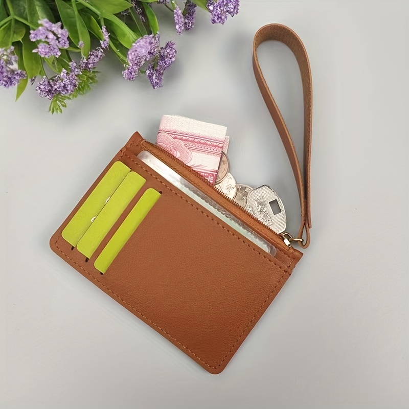 Minimalist Card Holder With Wristlet For Men Women Solid Slim Wallet