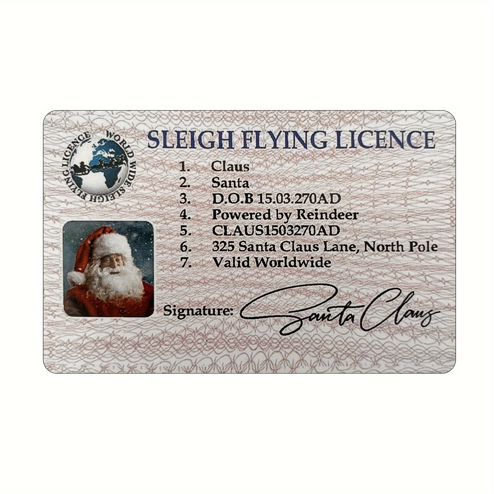 Père Noël a perdu son permis de conduire, carte d'identité Permis de vol de  traîneau, prouver l'existence de Claus, Réveillon de Noël Boîte à clés  Cadeau Ornement d'arbre de Noël