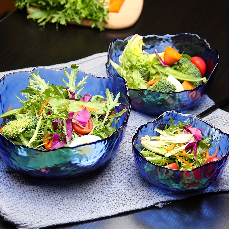Japanese Hammered Salad Bowl, Glass Food Serving Bowl, Pasta