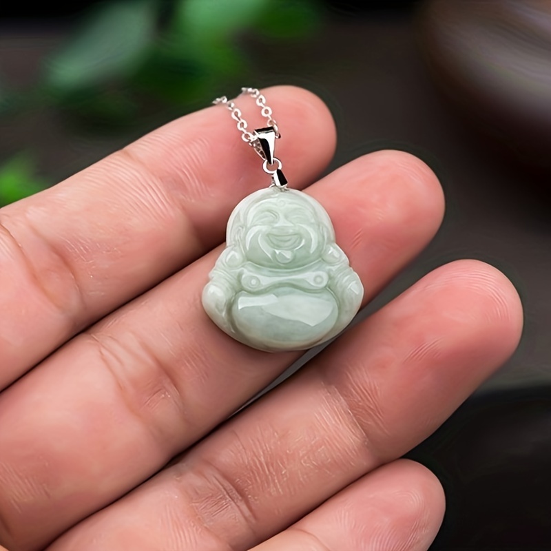 Natural Myanmar Jade Buddha Man Pendant Necklace
