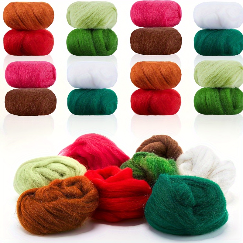 Needle Felting Wool,10 Colors Nature Fibre Wool,Wool Roving for Needle  Felting,100g Wool Yarn Felt for Handmade Spinning DIY Wool Craft Materials