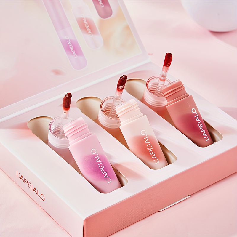 Velvet Lip Gloss Set 3pcs Moisturizing Soft Texture