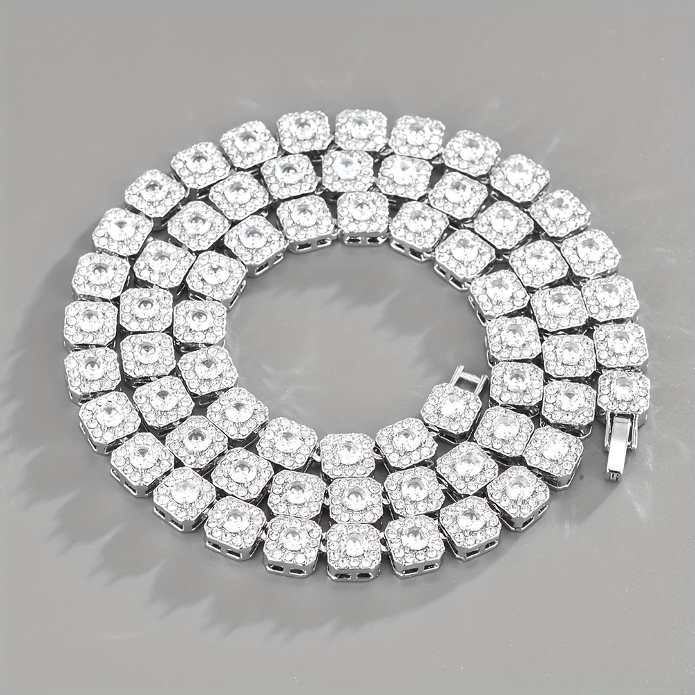 Square Tennis Chains Micro Pave Rhinestone Necklace