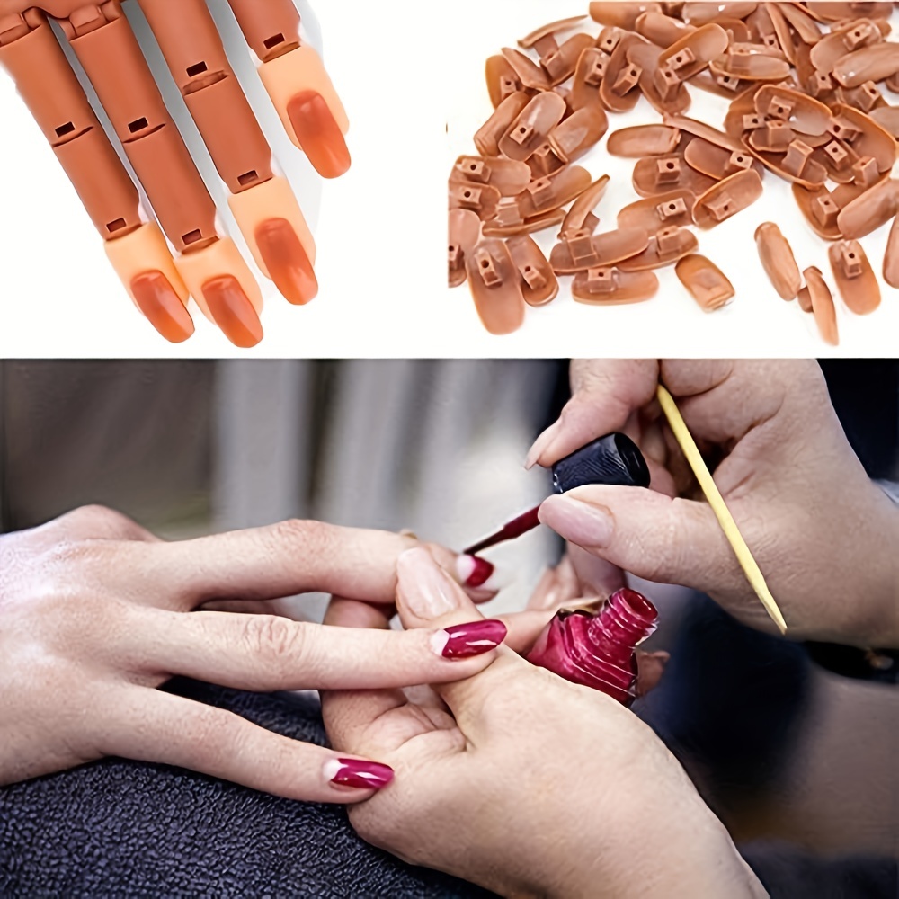 Practice Hand for Acrylic Nails, Professional Nail Practice Hand for Training, Adjustable False Fake Mannequin Hand with 100pcs Nail Tips, Upgrade DIY