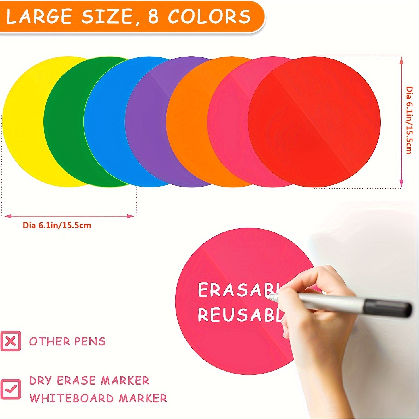Self Adhesive Whiteboard Wall Sticker - Dry Erase Peel and Stick Decal for  Classroom Home and Office + Free Marker Clip