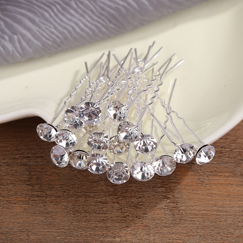 Rhinestone U Shaped Hairpin Simple Modern Rhinestone Metal - Temu