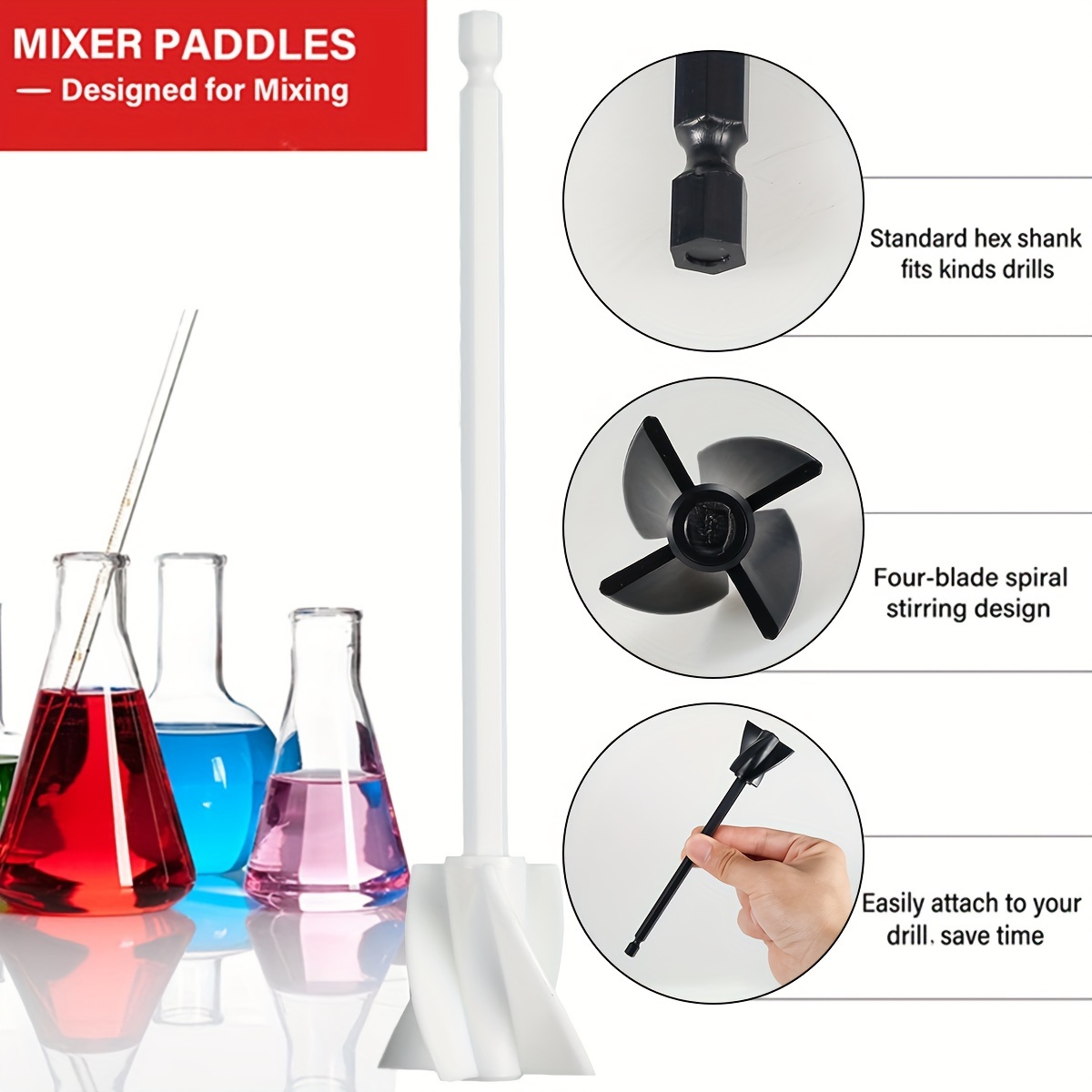4pcs Epoxy Resin Mixer Accessories Stirring Rod, Reusable Resin