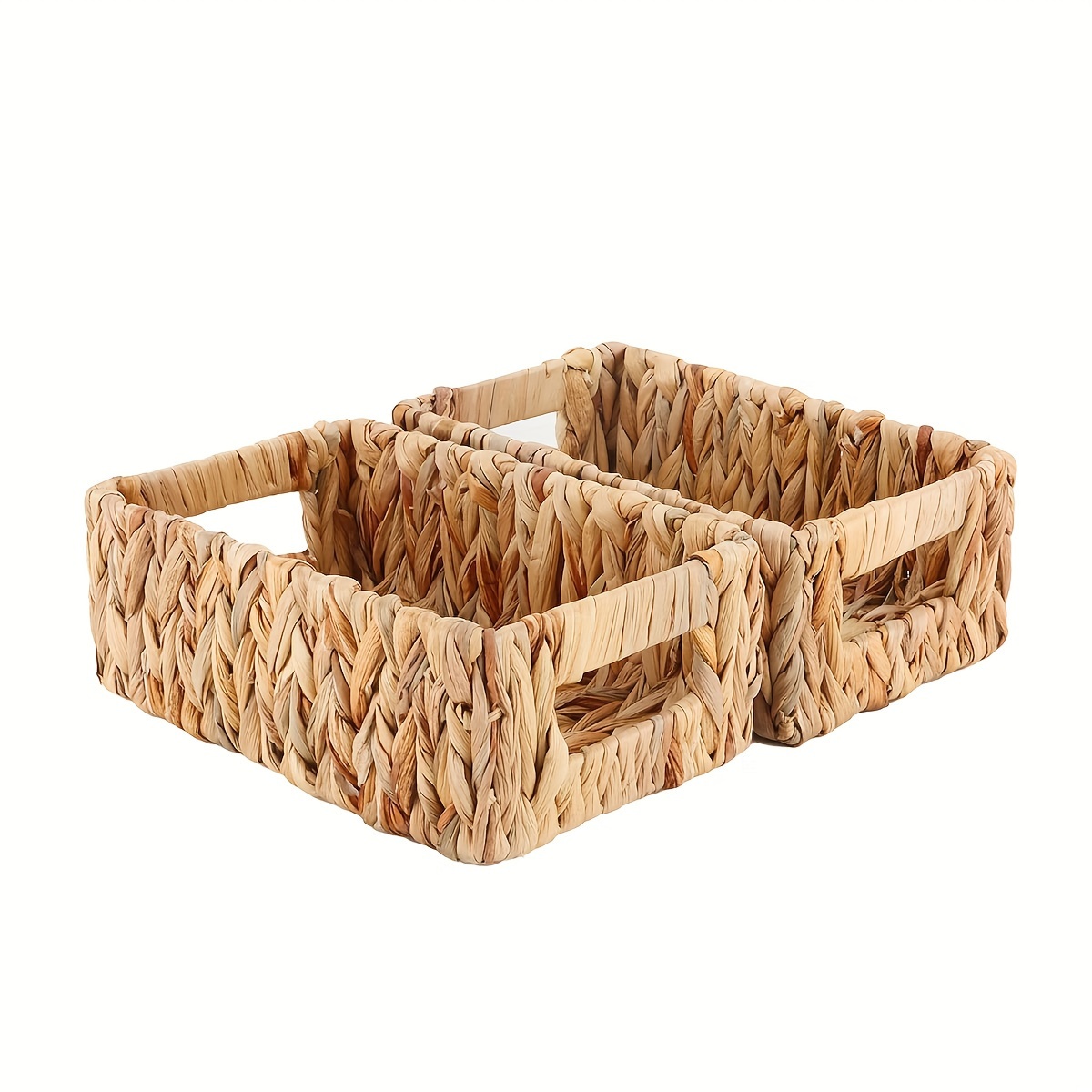 Rectangle Wicker Baskets With Handle Roll Paper Storage - Temu