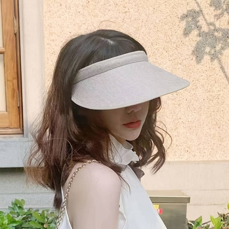 Visière à Clip Pour Femme En Coton Sergé - Taille Unique, Passepoil Contrasté - Idéale Pour Le Soleil, Les événements, Le Jardinage
