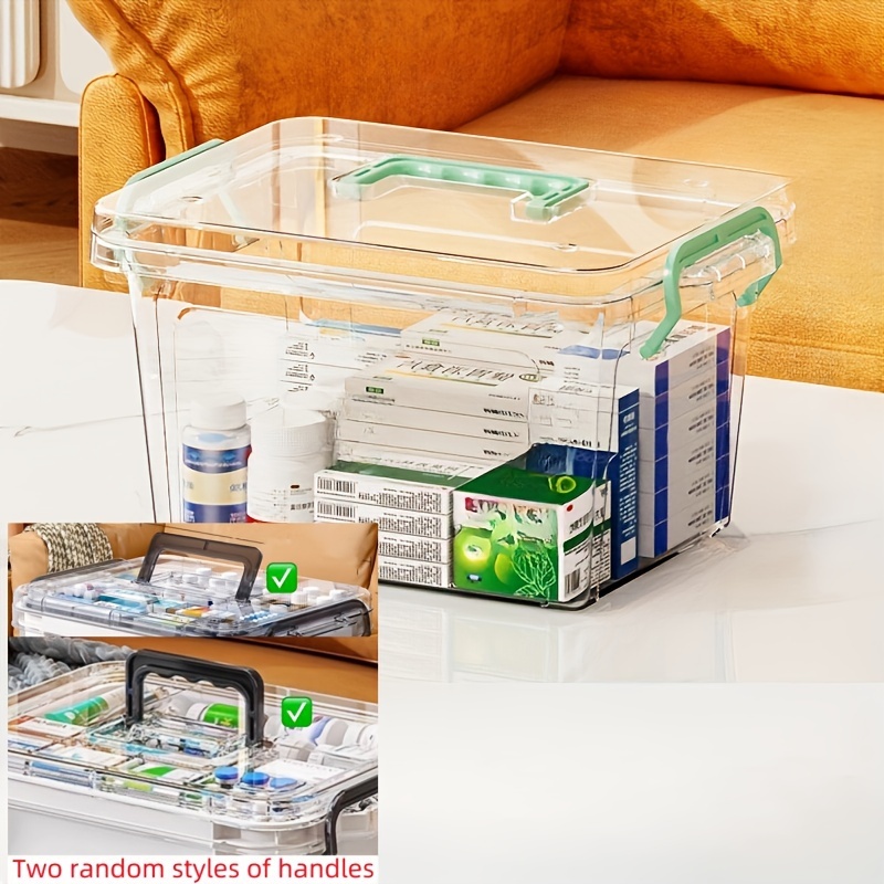 Multi layer Medicine Storage Box Handle Lid Large Portable - Temu