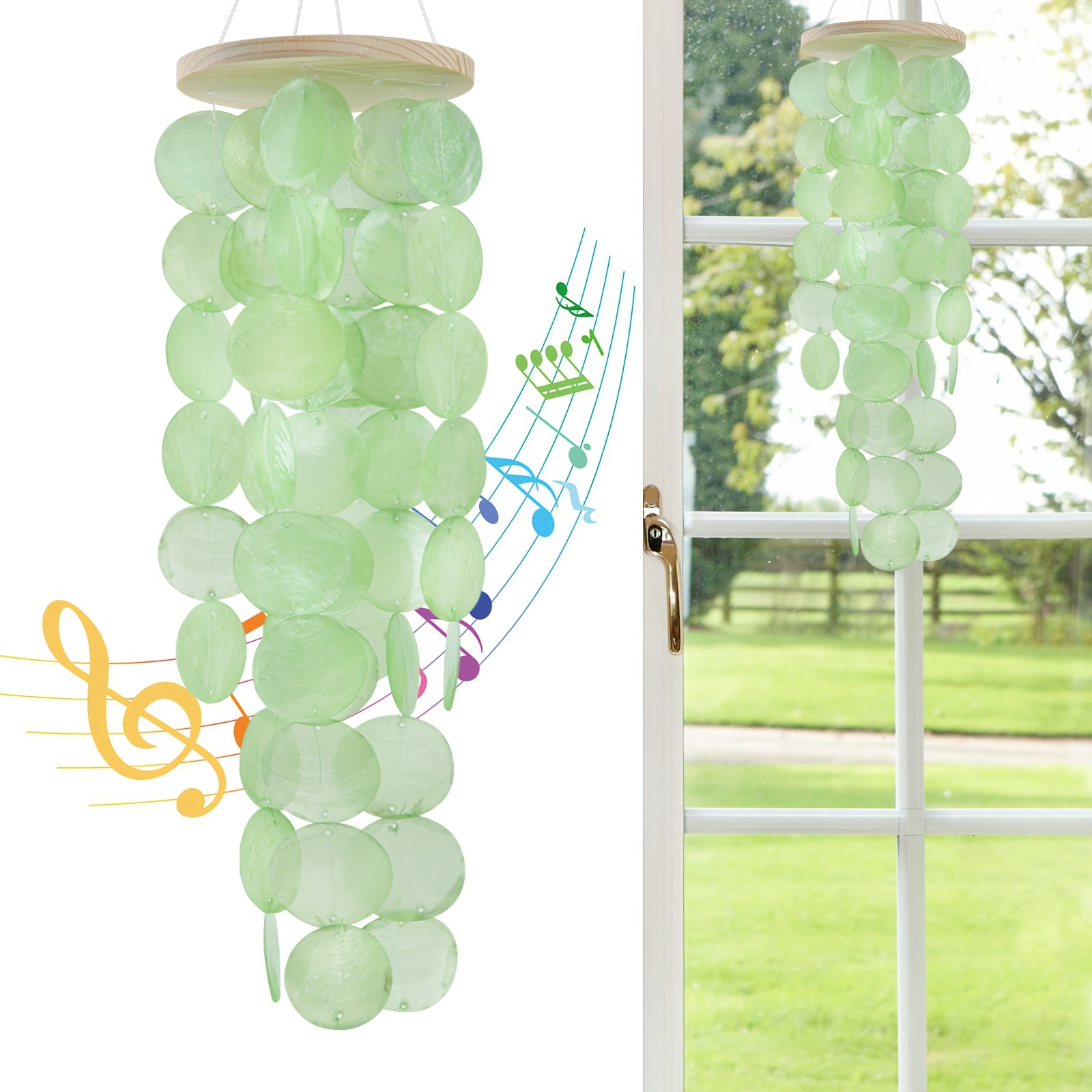

1pc Natural Seashell Wind Chime Colorful Sea Shell Hand-made Wind Bell Outdoor Indoor Decoration