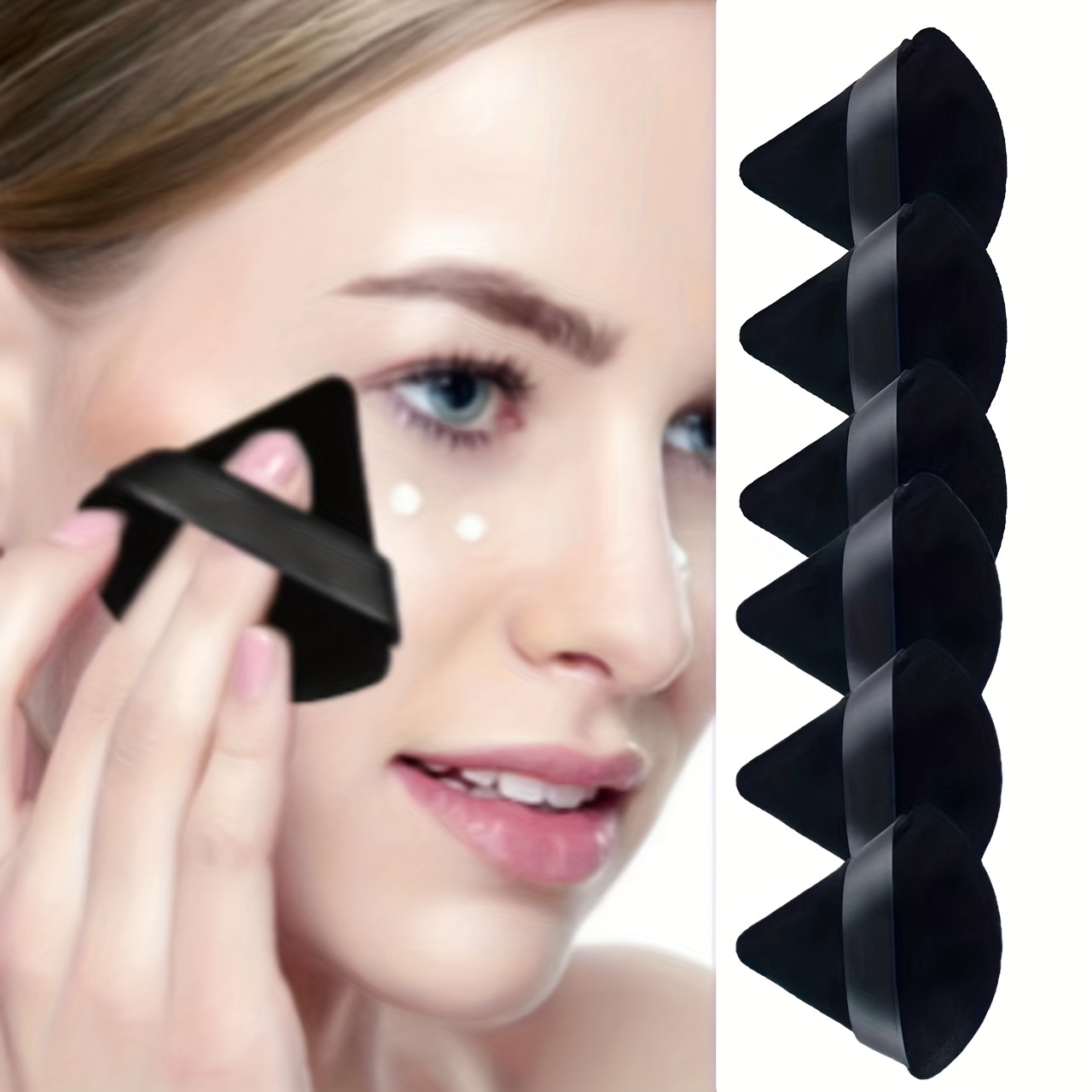 6pcs maquillaje esponja polvo soplo triángulo polvo soplo base mezcla  belleza