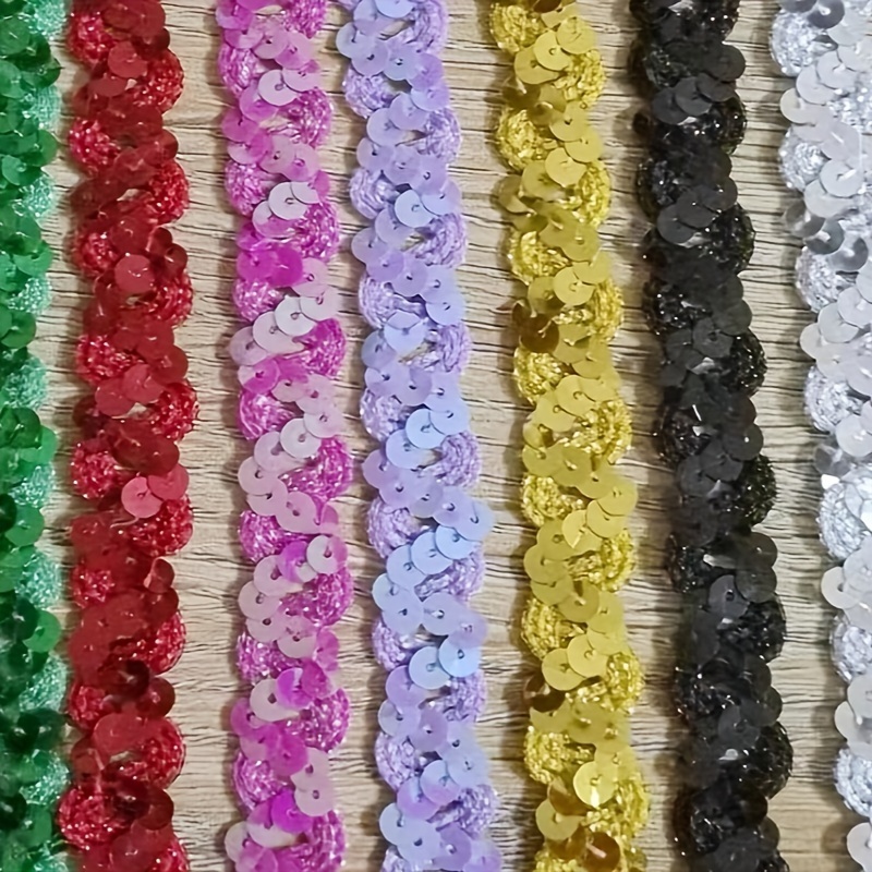 2 Yards Elastic Sequin Lace Ribbon Trim Glitter Stretch - Temu