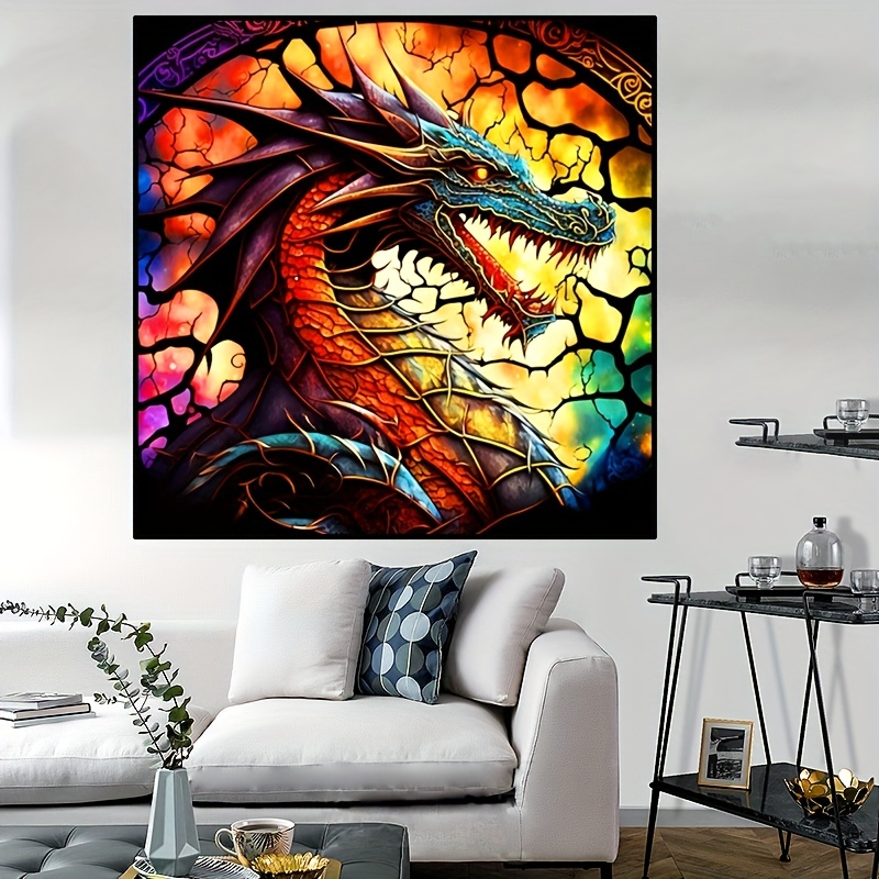 Ferocious Dragon Stained Glass Official Diamond Painting Kit