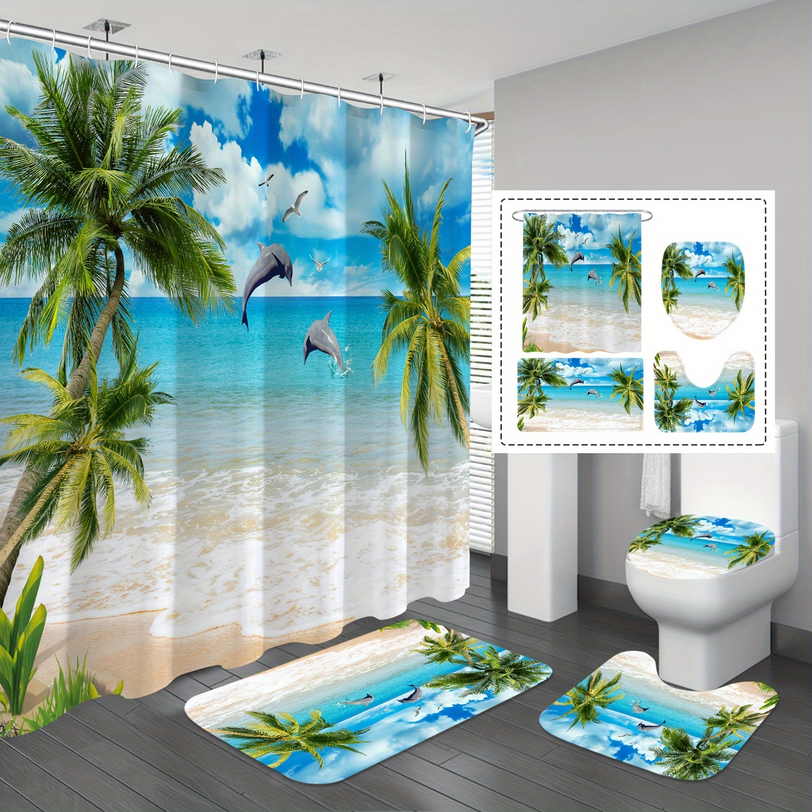 Bonhause Shower Curtain Nautical Coast Beach Coral Seahorse Starfish Shower  Curtains 180 x 180 cm Anti-Mould Waterproof Polyester Fabric Washable  Bathroom Curtain for Bathroom with 12 Hooks: Shower Curtains