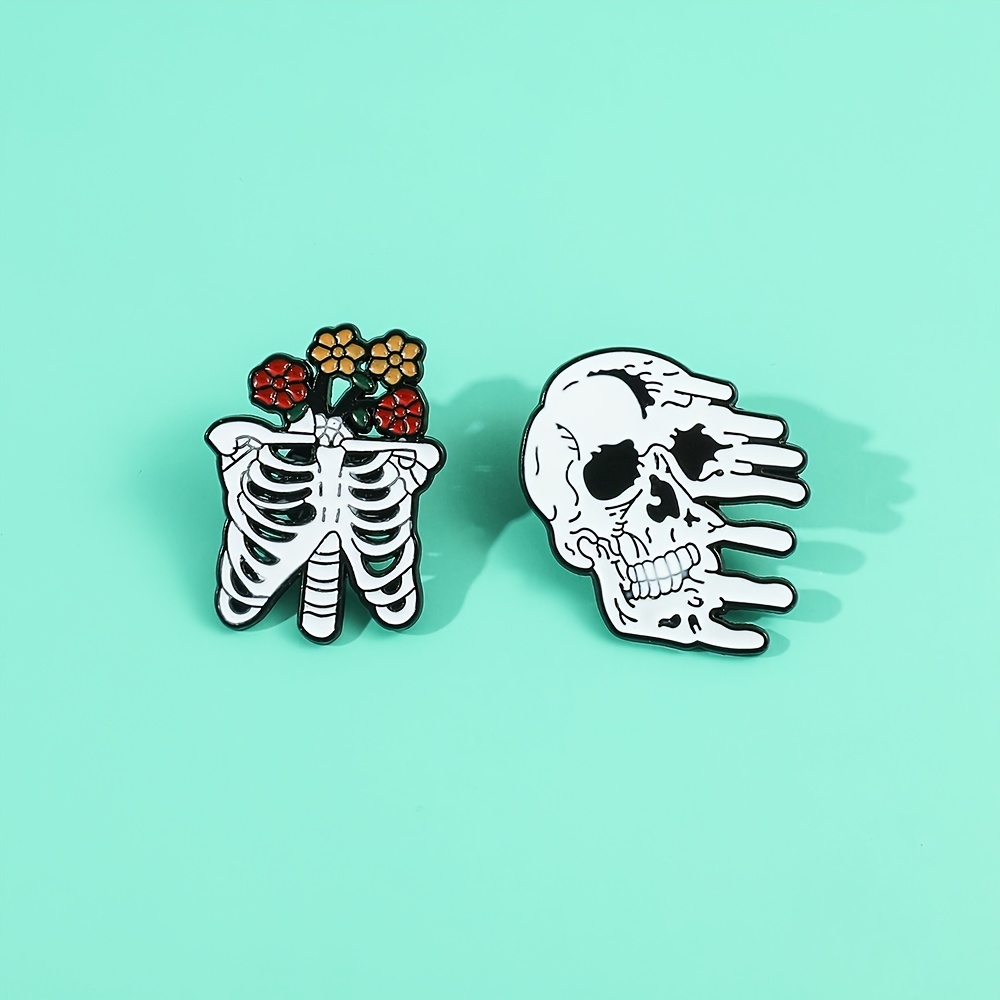 1/6pcs Punk Heart Shape Enamel Pin for Skeleton lovers, Lapel Badge Funny Jewelry, Jewels Gift for Kids Red, 0.99,Temu