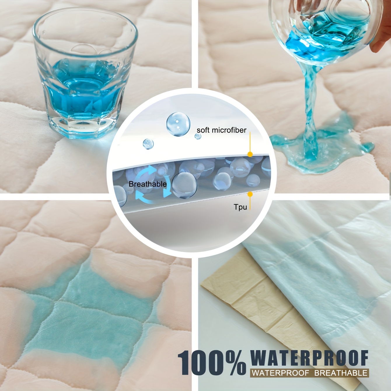 100% Waterproof Quilted Fitted Mattress Protector For All Season,  Hypoallergenic, Soft Comfortable, For Bedroom Guest Room Dorm Hotel, Vinyl  Free, Noiseless Hollow Cotton Mattress Topper, College Dorm Room New Home  Essentials - Temu