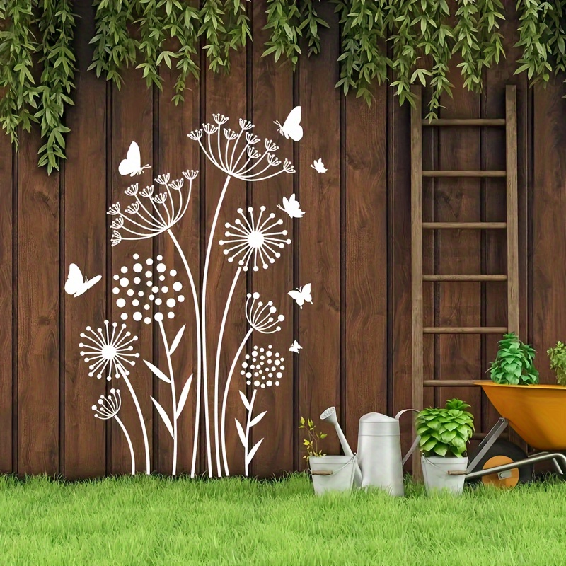 Stem and Leaf Flower stencils for fence painting, wall stenciling and decor