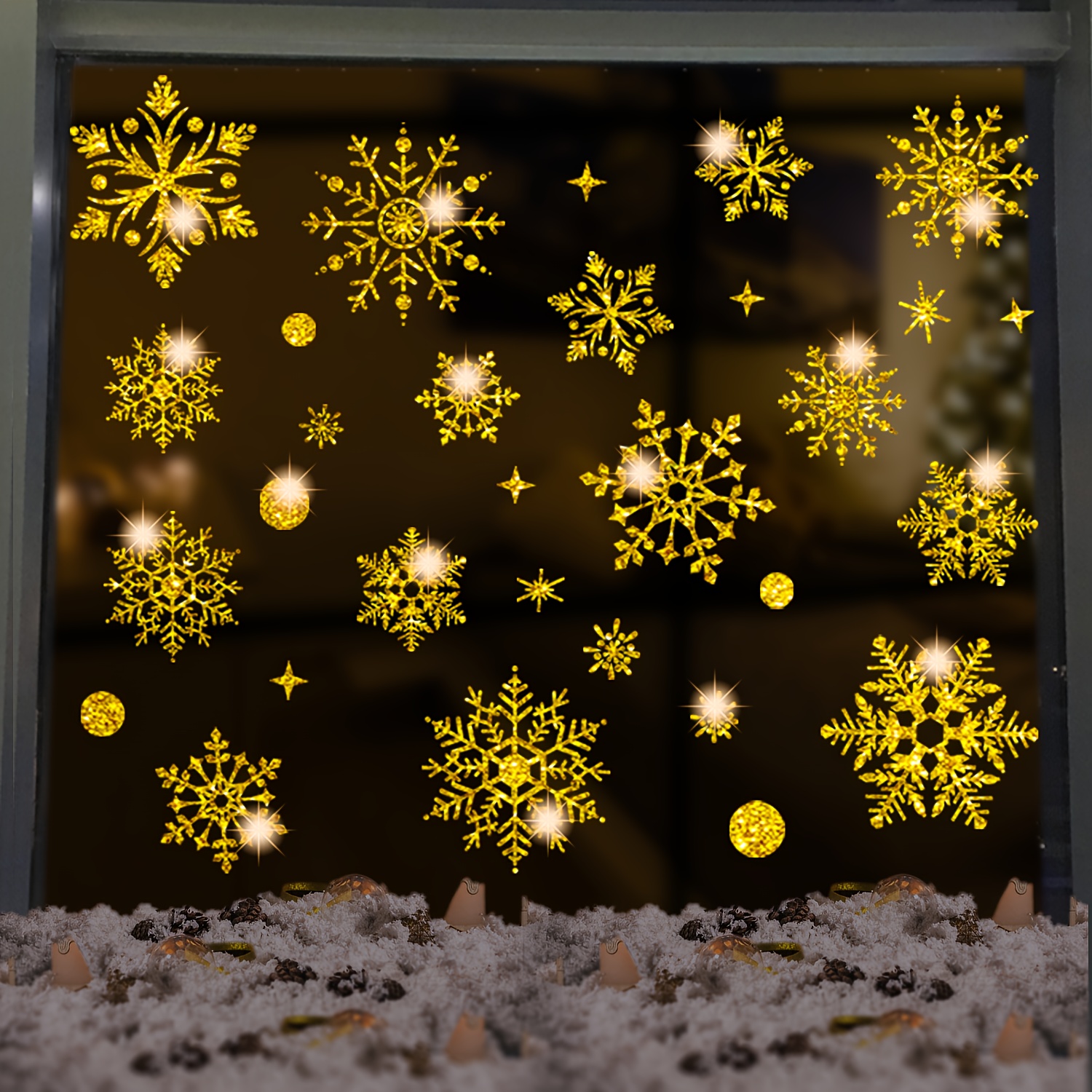 Golden glitter snowflakes - Snowflake - Sticker