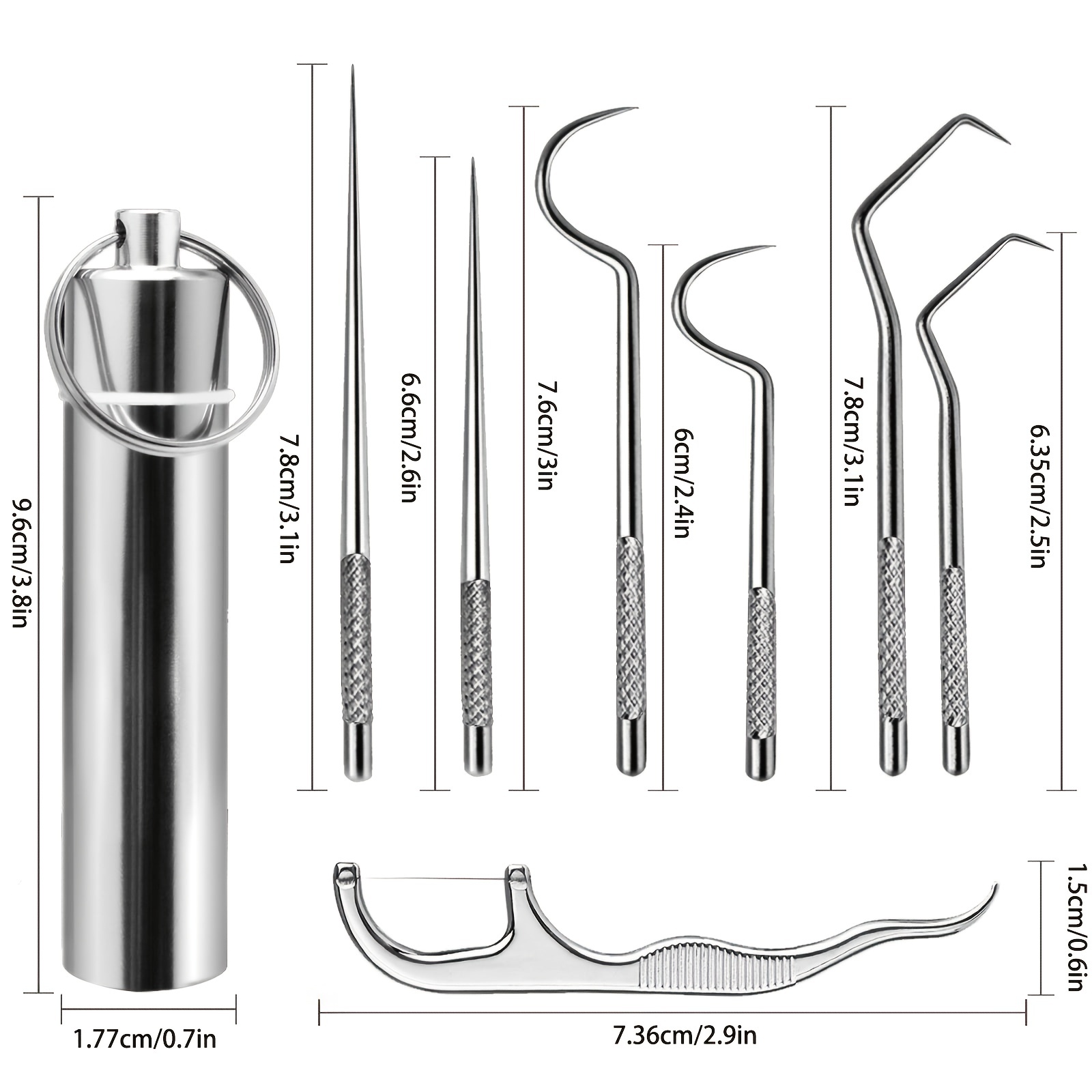 3/4/5/7/9pcs, Ensemble De Sacs À Cure-dents En Acier Inoxydable Portable, Kit De Nettoyage De Cure-dents En Métal Réutilisable, Avec Support, Convient Pour Pique-nique En Plein Air, Camping, Voyage, Outils Ménagers, Fournitures De Nettoyage, Accessoires Ménagers, Éléments Essentiels Dappartement, Prêt Pour Lécole détails 2