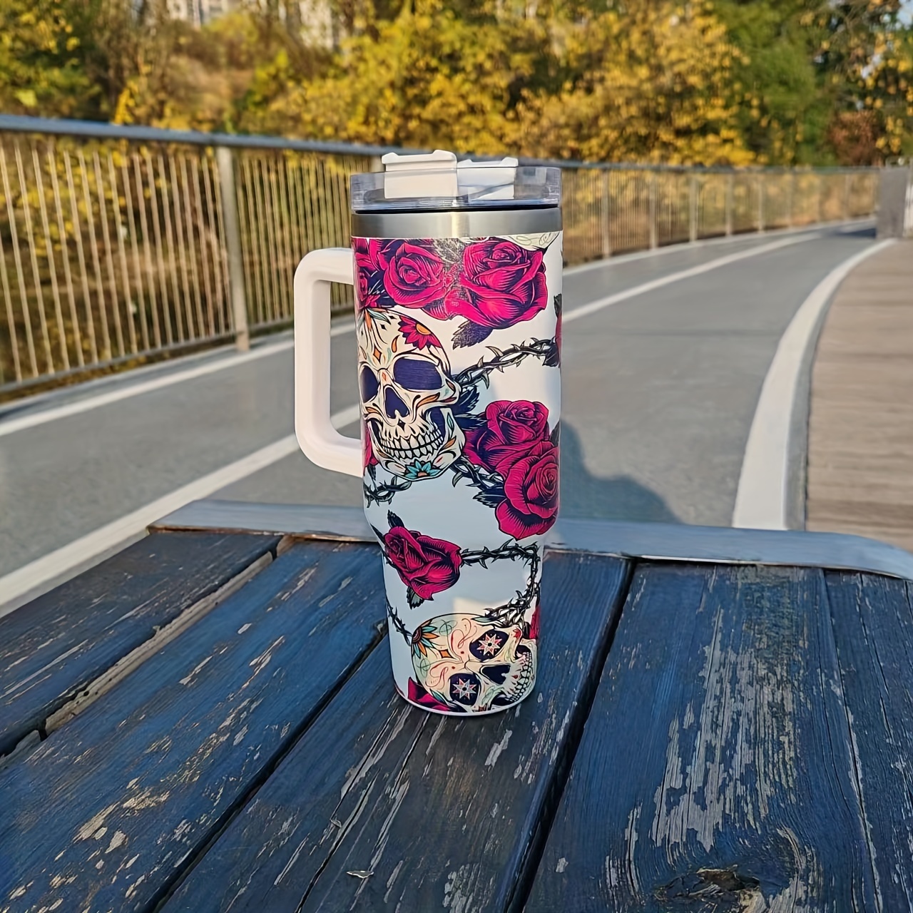 Large Stainless Steel Tumbler With Handle And Straw - Perfect For Outdoor  Activities, Travel, And More! - Temu