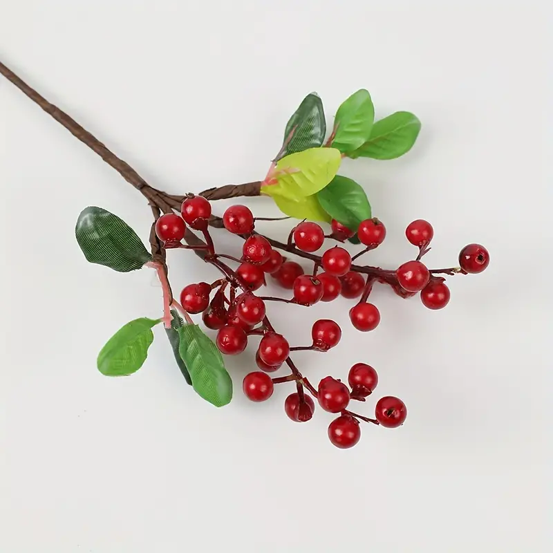 Artificial Red Berries Twig Fake Flower Faux Holly Berry - Temu